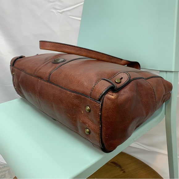 Fossil Brown Leather Large XL Weekender Laptop Briefcase Maddox Satchel Bag - Picture 10 of 13